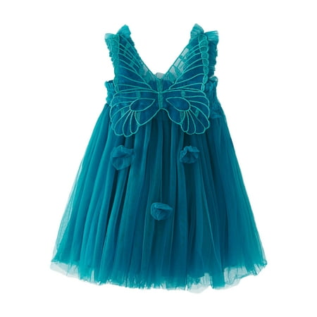 

adviicd Dresses For Girls Girl s Summer Sundress Spaghetti Strap Solid Linen Midi Dress Casual Cami Dresses Blue 12-18 Months