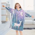 thumbnail image 5 of FORMRS Wearable Blanket Hoodie with Sleeves for Kids Cozy Flannel Sweatshirt, Purple Night Deer, 5 of 7