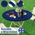 thumbnail image 5 of Round Spandex Tablecloth, Elastic Fitted Waterproof Tablecloths for 45"-52" Tables, Stretch Washable Picnic Table Cover for Camping, Dining, Indoor and Outdoor, Navy, 5 of 6