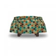 thumbnail image 4 of Retro Ottoman Cover, Grunge Colorful Hexagons, 2 Piece Slipcover Set with Ruffle Skirt for Square Round Cube Footstool Decorative Home Accent, Standard Size, Multicolor, by Ambesonne, 4 of 5