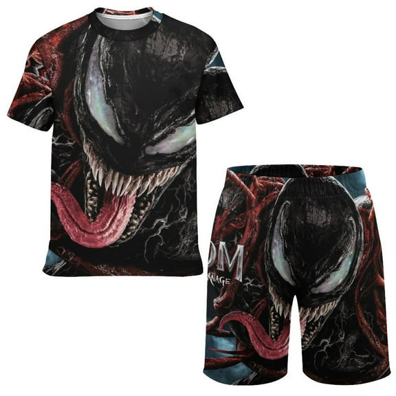 Venom Boys Girls Short Sleeve Mesh T-Shirt And Shorts Outfit Set Summer Clothes Set for Kids