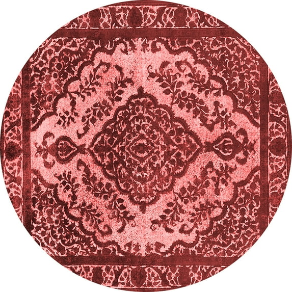 Ahgly Company Indoor Round Oriental Red Industrial Area Rugs, 6' Round
