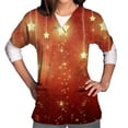 thumbnail image 2 of Tops Para Mujer Blusa Navideña Camisas Manga Corta Cuello en V Uniforme Árbol Impreso Bolsillos Enfermería Odeerbi ODB171077, 2 of 5