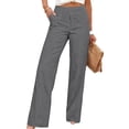 thumbnail image 5 of ClodeEU Women's Linen Cotton Blend High Waisted Wide Leg Pants,Casual Trousers with Pockets a-Gray,Women's Plus M, 5 of 7