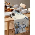 thumbnail image 3 of Fall Table Runner 13x72 Inches Long Thanksgiving Blue Pumpkin Runner for Table Teal Eucalyptus Leaves Table Runners Cotton Linen Dresser Scarf for Kitchen Coffee Dining Autumn Holiday Party Decor, 3 of 6
