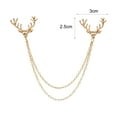 thumbnail image 5 of Men Lapel Pin Antler Decor Double Chains Anti-slip Dress-up Polished Suit Coat Collar Pin Coat Brooch Adult Clothes Hats Bags Jewelry, 5 of 7