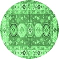 thumbnail image 1 of Ahgly Company Indoor Round Geometric Emerald Green Traditional Area Rugs, 3' Round, 1 of 4
