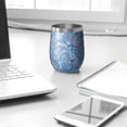thumbnail image 3 of 12oz Stemless Wine Tumblers Blue Paisley Pattern Vacuum Insulated Stainless Steel Travel Tumbler Cups Mug with Lid and Straw for Champaign,Cocktail,Beer with Cleaning Brush, 3 of 5