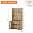 thumbnail image 3 of WAMPAT 5 Tier Tall Bookcase with Glass Doors, Large Farmhouse Display Book Shelf with Adjustable Shelves and Storage Cabinet, Wooden Bookshelves for Living Room, Library, Office, Bedroom, Oak, 3 of 8