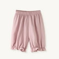 thumbnail image 4 of Lenpel Girls' Summer Shorts Lightweight Cotton Elastic Waist Ruffle Hem Lantern Casual Shorts Knee Length Shorts 4-14 Y, 4 of 6