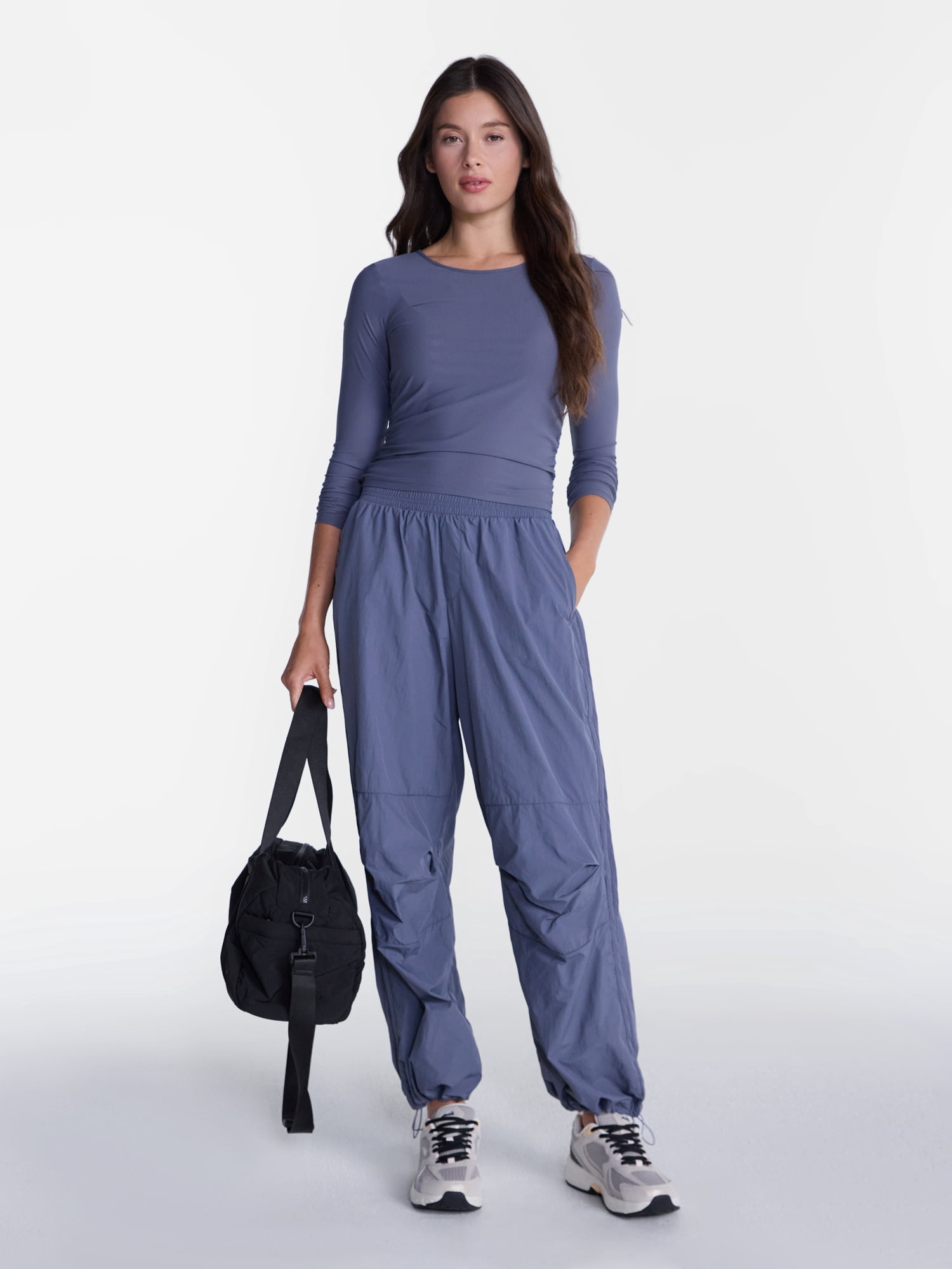 Avia Women's Crinkle Pants with Pleated Knees, 27" Inseam, Sizes XS-XXXL