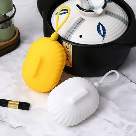 

Riguas 1 Pair Baking Mittens with Lanyard Shell Shape Silicone Oven Mitts Heat Insulation Clip Kitchen Baking Tool for Dining Room