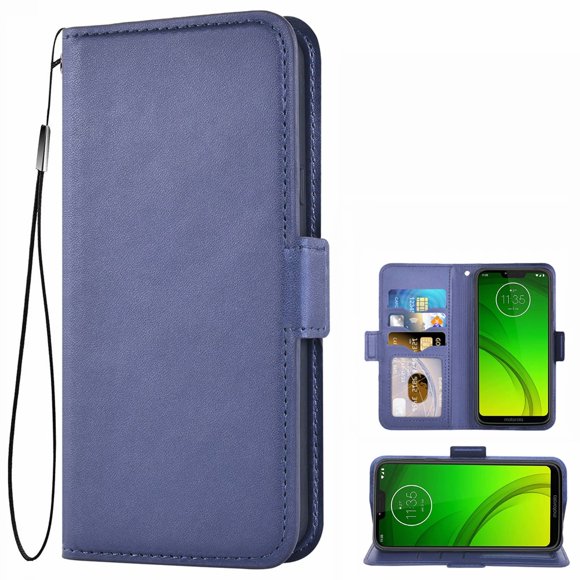 Étui de Téléphone Mobile pour Motorola Moto G7 Power Étui de Téléphone Mobile, Motorola Moto G7 Power Étui en Cuir pour Téléphone Mobile pour Motorola Moto G7 Power, Étui à Rabat, Bleu