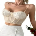 thumbnail image 3 of EIMELI Women‘s Summer Mini Sling Vest Sleeveless Backless Low Cut Mesh Sequins Crop Tops, 3 of 6