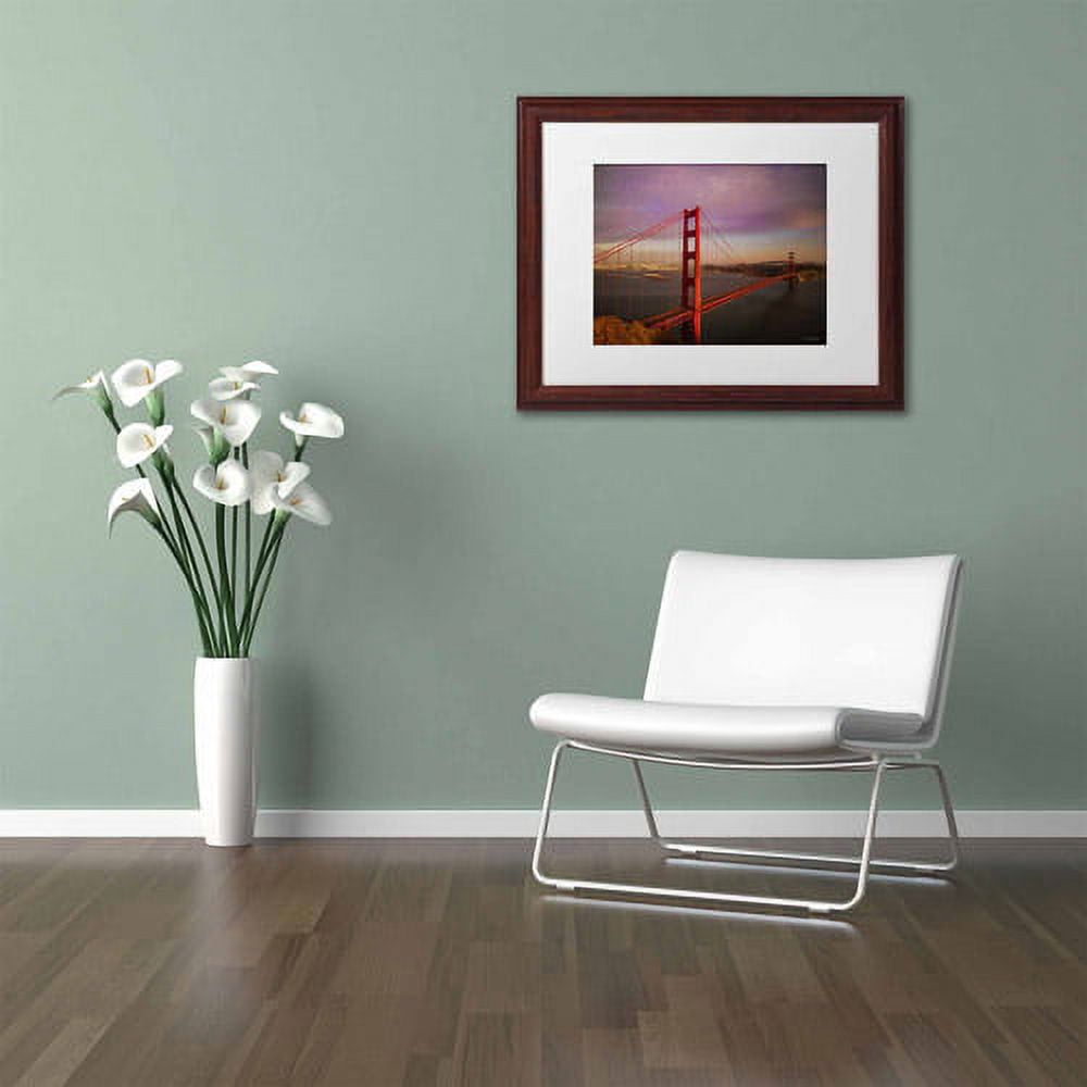 Trademark Fine Art "Golden Gate Bridge" Canvas Art by David Ayash, White Matte, Wood Frame