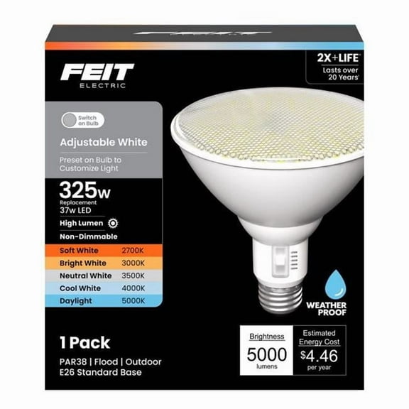 Feit Electric 3019243 325W PAR38 Shape Medium E26 Base Adjustable LED Bulb, White
