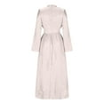 thumbnail image 7 of Women's Satin Maxi Dresses Casual Long Sleeve Round Neck Dresses Waisted A-Line Pleated Flowy Long Dresses, 7 of 7