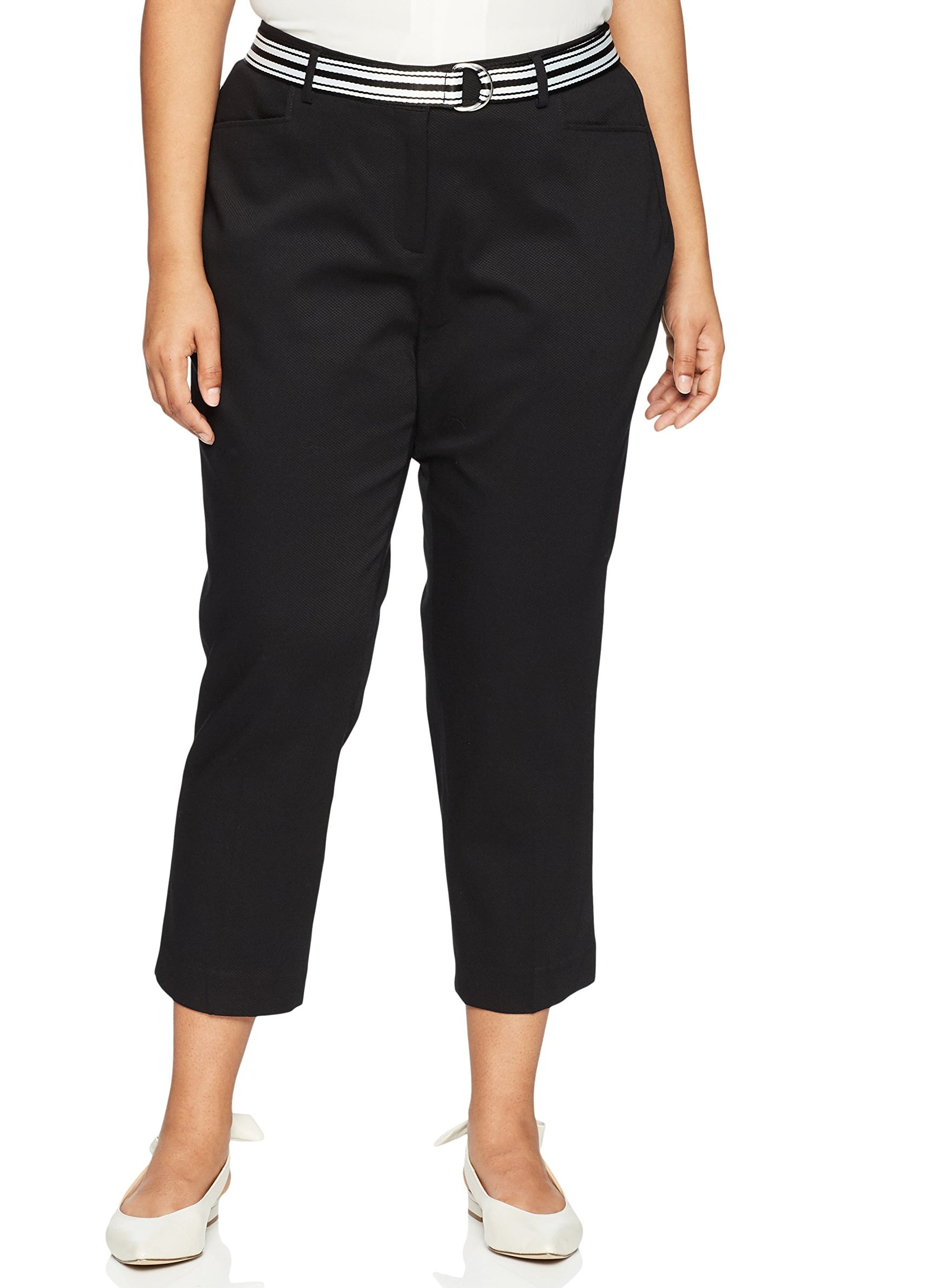 Rafaella Womens Pants Plus Capris Cropped Stretch Belted 16W