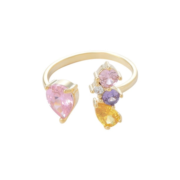 Minnieouse Anillo de apertura para mujer, anillos de moda de circón de cobre, decoraciones ajustables, joyería para mujer, regalo de fiesta, Ropa, zapatos y accesorios Miscelánea Oro