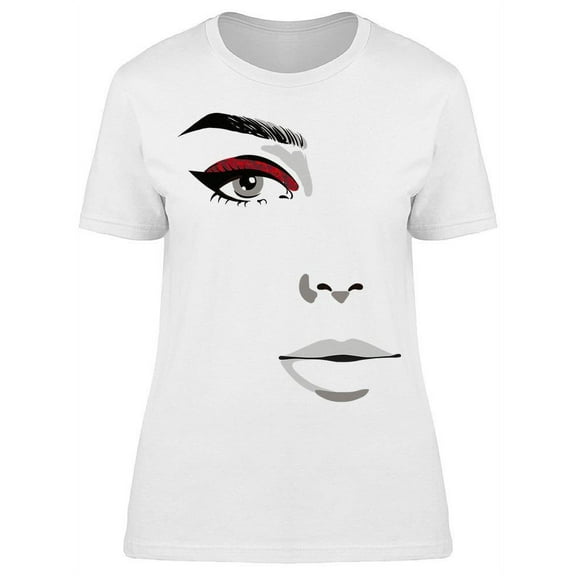 Half Of A Womans Face Drawn T-Shirt Women -Image by Shutterstock, Female XX-Large