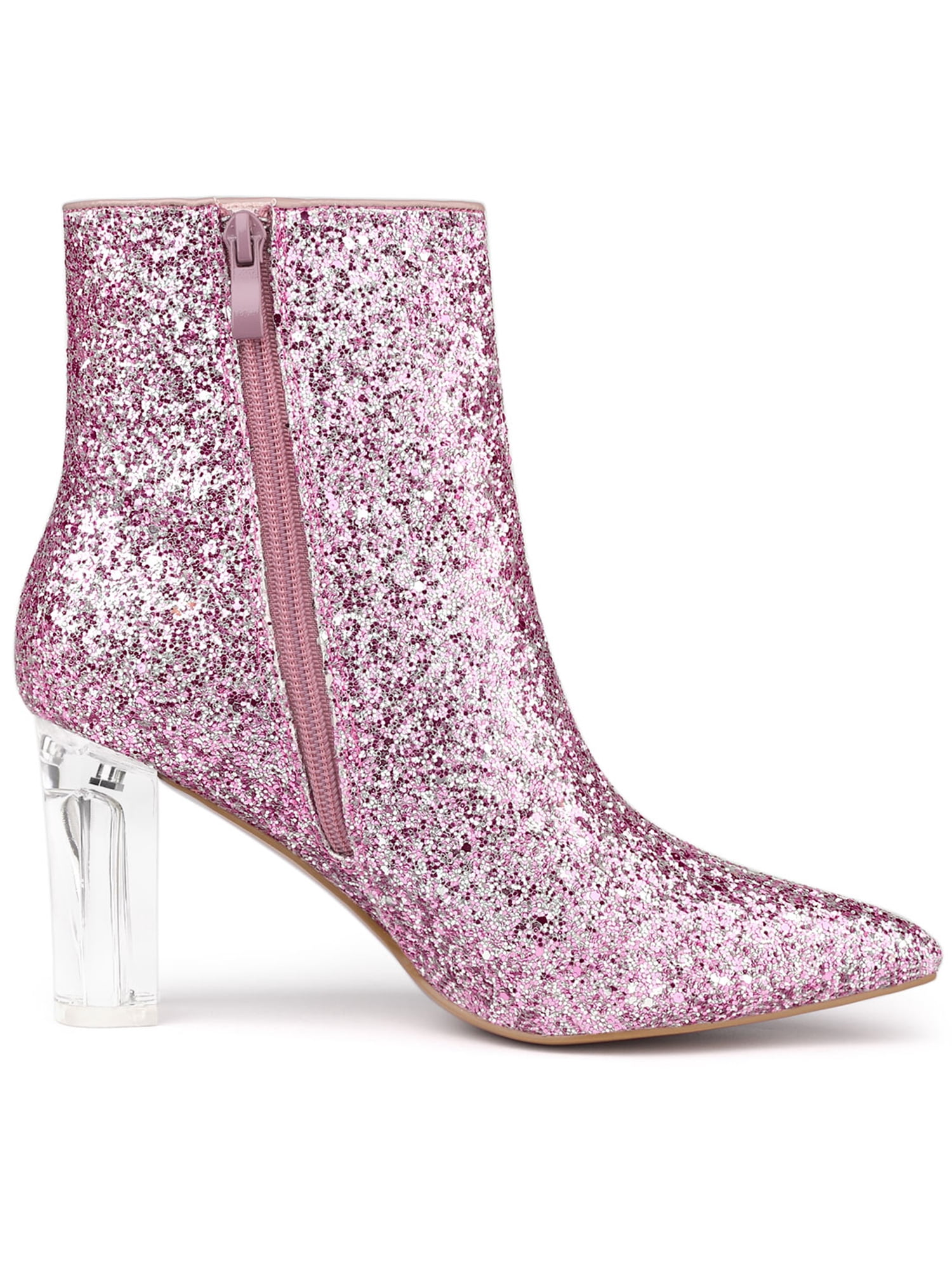Allegra K Women's Clear Block Heel 