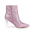 thumbnail image 3 of BLISSFUL STEP Women's Clear Block Heel Ankle Booties Pointed Toe Party Shoes Pink 9.5, 3 of 8