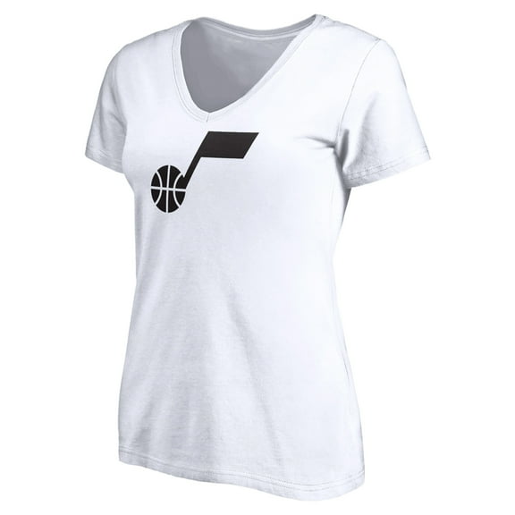 Women's White Utah Jazz Primary Team Logo V-Neck T-Shirt