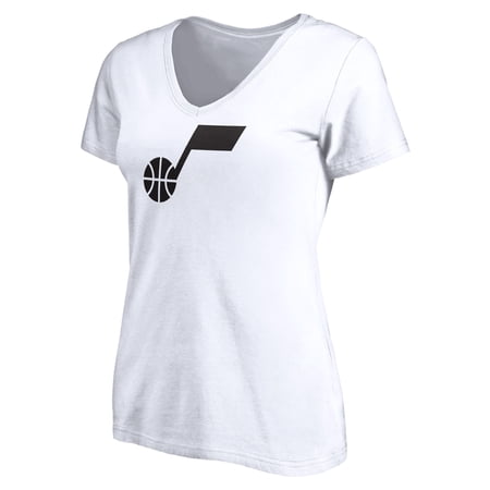 Women s White Utah Jazz Primary Team Logo V-Neck T-Shirt