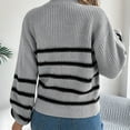 thumbnail image 5 of Fesfesfes Women's Fall Winter Blouses Comfy Knitted Striped Long Sleeve Crew Neck Pullover Tops Fashion Loose Contrast Color Sweater(Gray#5,S), 5 of 7