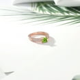 thumbnail image 4 of Gem Stone King 0.88 Ct Princess Cut Green Peridot White Created Sapphire 18K Rose Gold Plated Silver Ring (Size 5), 4 of 5