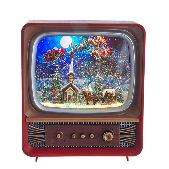 Kurt Adler 10-Inch Battery-Operated Musical Santa TV Lantern Water Globe – Multi-Colored Holiday Décor