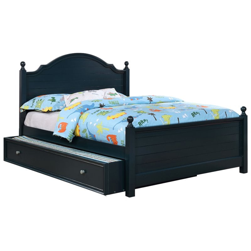 Furniture of America Poppy Full Panel Kids Bed with Trundle in Blue