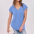 thumbnail image 3 of Mgmyaa Womens V-Neck T Shirts Cap Pleated Short Sleeve Basic Tees Lightweight Summer Tops, 3 of 8