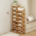 thumbnail image 5 of Buric 6 Tier Flexible Combination Shoe Rack, Shoe Organizer, Freestanding Small Shoe Rack, Stackable Nan Bamboo Shoe Rack Organizer, Brown, 5 of 11