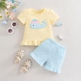 thumbnail image 2 of TOWED22 Infant Baby Girl Summer Clothes 2Pcs Outfit Floral Ruffle Sleeve T-Shirt + Solid Shorts Casual Set(Light Yellow,3-4 Y), 2 of 7