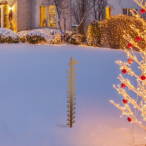 Snow Gauge Outdoor Iron Art Snow Gauge Weatherproof Metal Depth Measuring Snow Stake Stick Snow Measuring Device Outdoor Garden Decoration