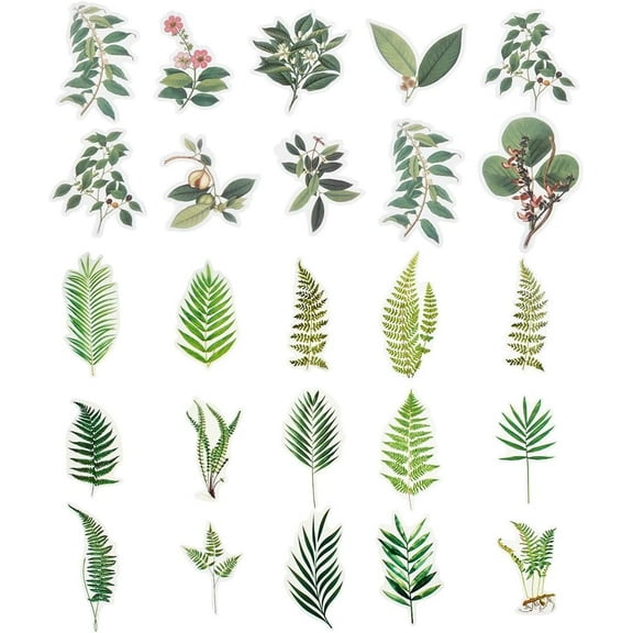 1 set 120pcs Leaf Stickers Self-Adhesive Plants Stickers Washi Stickers DIY Decorative Label for Scrapbook Notebook Journal Card Making Envelope Decoration