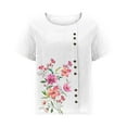 thumbnail image 4 of Camisetas de Manga Corta para las Mujeres Botón de Impresión Casual Cuello Redondo Camiseta Superior, Blusas para las Mujeres Casual, 4 of 4