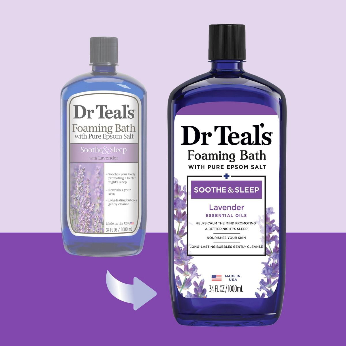 Pack of 2 - Dr Teal's Soothe & Sleep Foaming Bath with Pure Epsom Salt & Lavender 34 fl oz