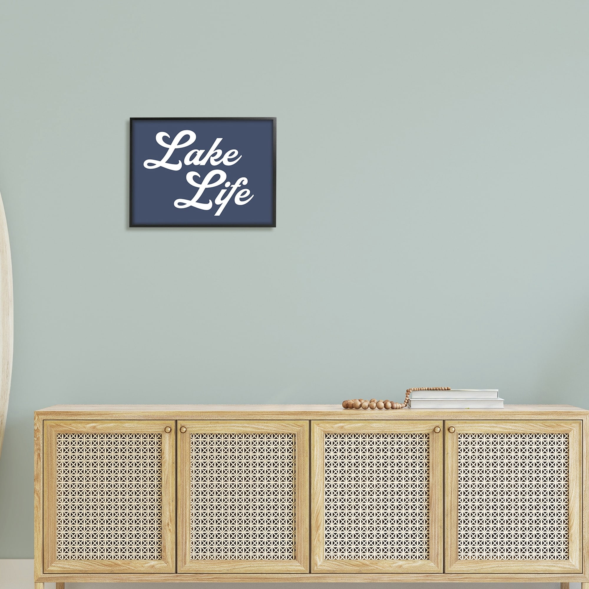 Stupell Industries Trendy Lake Life Phrase Solid Blue Sign,20 x 16, Design by Daphne Polselli