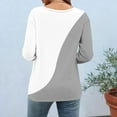 thumbnail image 5 of HOMBOM Women Tops Gray Crew Neck 3/4 Sleeve Pullover 2025 Fall Color Block Blouse, 5 of 6