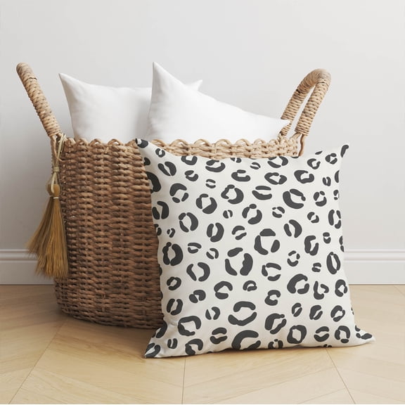 Leopard Play Ivory Charcoal Throw Pillow