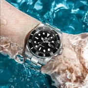 ADDIESDIVE Watches for Men Dive 200m Waterproof Mens Analog Quartz Watch BGW9 Luminous, Date Magnifier, Stainless Steel Bracelet