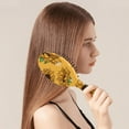 thumbnail image 3 of Sunflower Print Hair Brush, Vintage Floral Boho Chic Detangler with Watercolor Yellow Bloom Pattern, 3 of 8