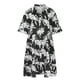 thumbnail image 5 of Puntoco Vestido De Manga Corta Con Cuello En V, Vestido Bohemio Informal De Talla Grande Con Cuello En V, Liso Y Estampado, De Manga Corta, Vestido Con Vuelo, Negro Xxxxl, 5 of 6