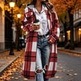 thumbnail image 2 of Nowekniz Women's Oversized Plaid Flannel Shacket, Long Lapel Button Down Shirt Jacket, Corduroy Tartan Casual Outerwear Cardigan with Pockets, Trendy 2026 Fall Winter Outwear, 2 of 7
