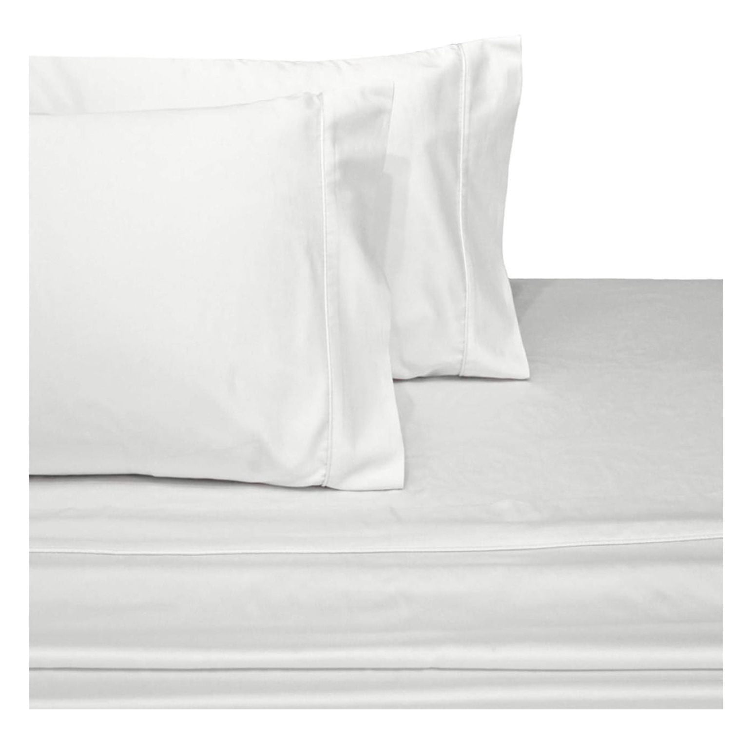 Super-Single Size Sheets, White, 100% Cotton Sheets, Waterbed Sheets, Cool Cotton Sateen, Smooth Solid Pattern Weaved Bed Sheets