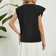 thumbnail image 5 of ShomPort Cotton Round Neck T-shirts for Women Summer Casual Cover Sleeve Solid Color Tops Pullovers, 5 of 5