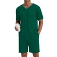 thumbnail image 3 of MINTREUS Men's Pajama Set Short Sleeved V-Neck 2-Piece Pajama Shorts With Pockets Pajamas For Men, 3 of 6