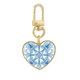 thumbnail image 1 of Estilo Patron decorativo azul Talavera Llavero de metal en forma de corazón dorado, 1 of 3